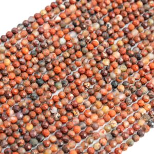 3MM Red Jasper Beads Grade A Genuine Natural Gemstone Full Strand Faceted Round Loose Beads 15.5" Bulk Lot Options (117624-3966)