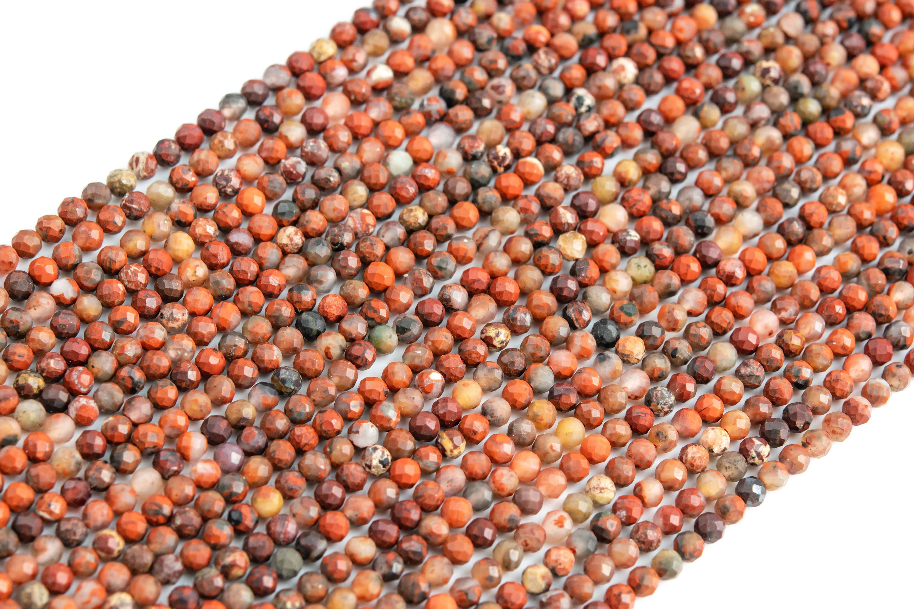 3mm Red Jasper Beads Grade A Genuine Natural Gemstone Full Strand Faceted Round Loose Beads 15.5" Bulk Lot Options (117624-3966)