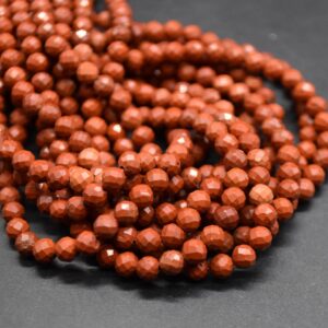4mm Red Jasper FACETED Round Beads - 15" Strand | Semi-precious Gemstone Beads For Jewellery Making