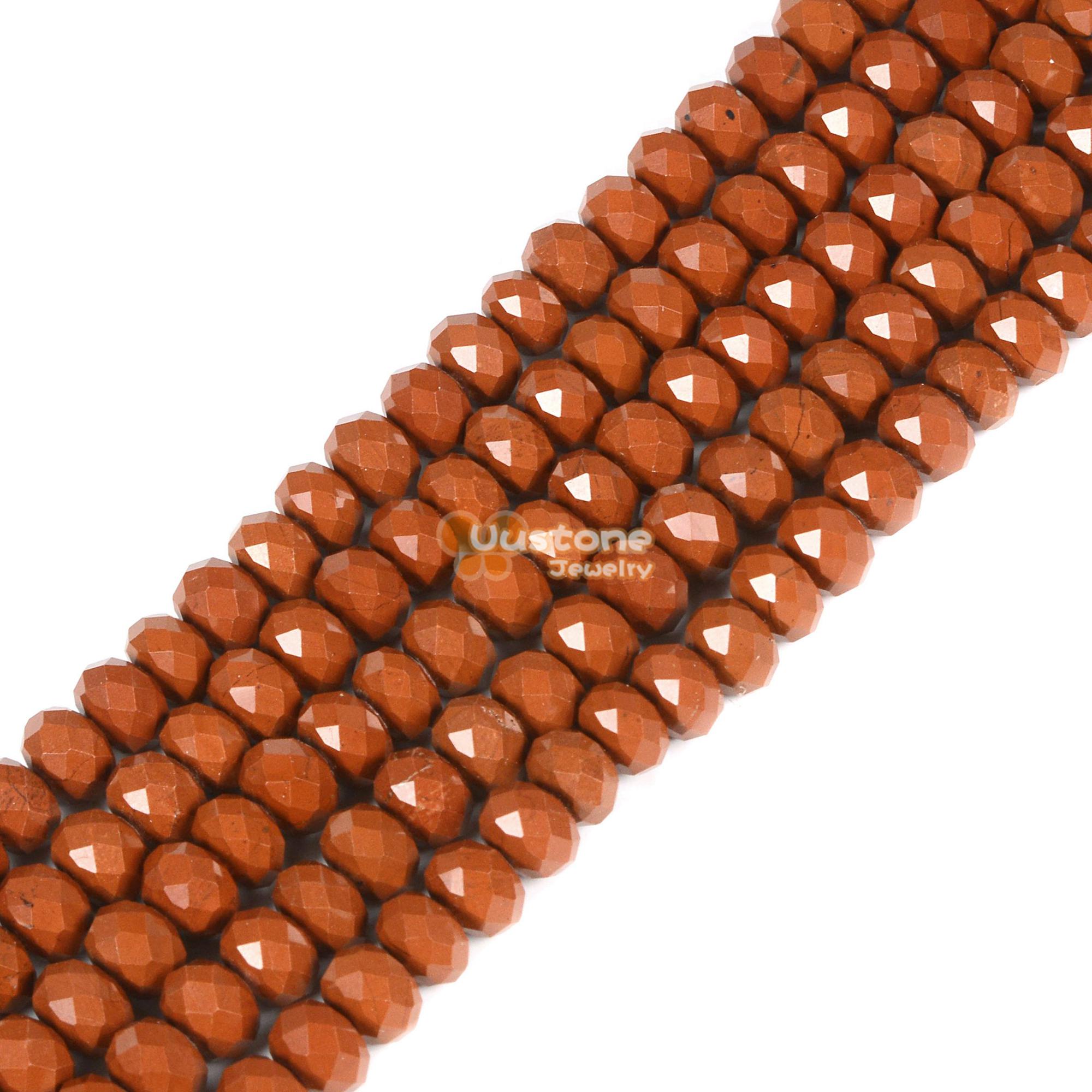 6mm To 7mm Red Jasper Faceted Rondelle Loose Gemstone Beads 16"