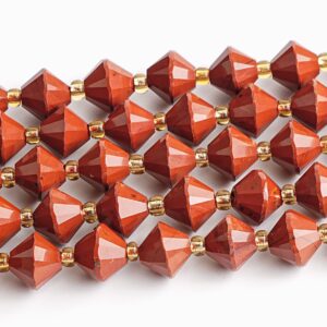 8MM Red Jasper Beads Grade AA Genuine Natural Gemstone Bicone Faceted Loose Beads 15"/7.5" Bulk Lot Options