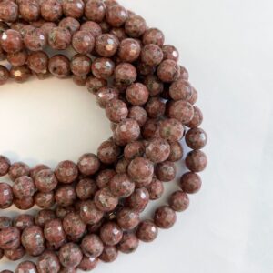 Red Jasper 8mm Faceted Round Gemstone Bead--15.5 inch strand
