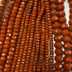 Red Jasper 8x5mm 12x7mm 15x12mm Faceted Rondelle Gemstone beads -- 7.5 inch strand 1 strand /3 strands