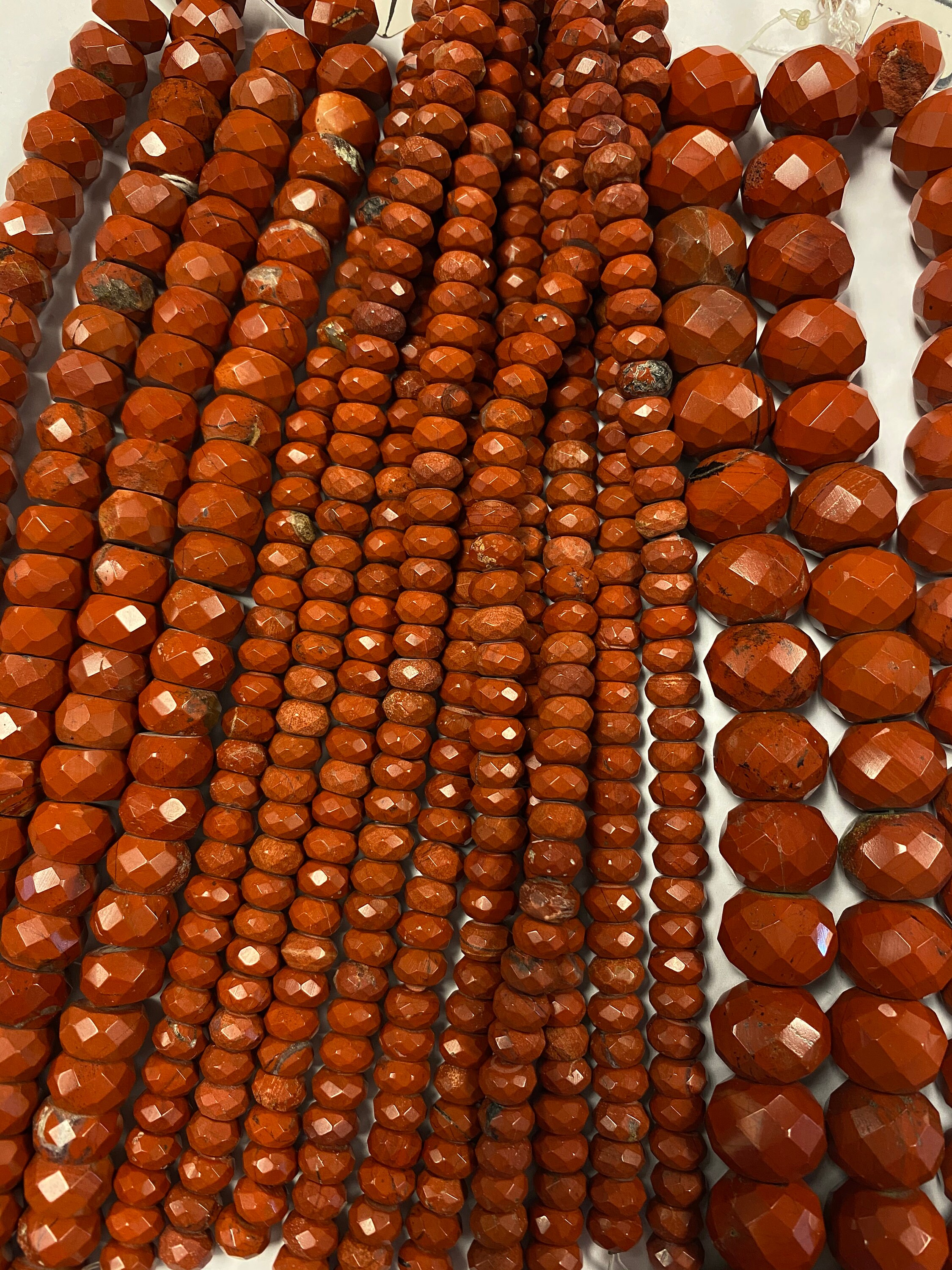 Red Jasper 8x5mm 12x7mm 15x12mm Faceted Rondelle Gemstone Beads -- 7.5 Inch Strand 1 Strand /3 Strands