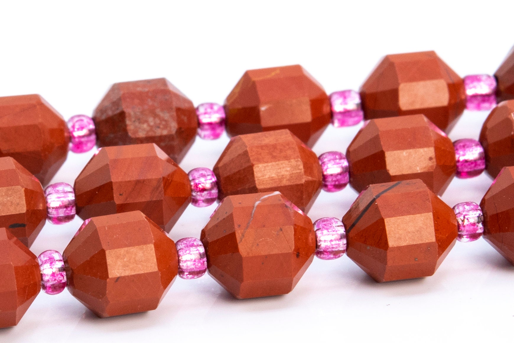 8x7mm Red Jasper Beads Faceted Bicone Barrel Drum Grade Aa Genuine Natural Gemstone Loose Beads 15.5" / 7.5" Bulk Lot Options (115101)