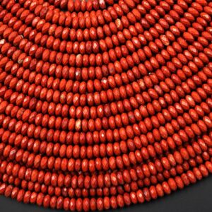 Aaa Faceted Natural Red Jasper 4mm Thin Rondelle Beads Saucer 15.5" Strand