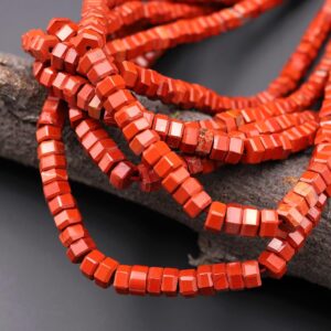 Aaa Faceted Natural Red Jasper Beads 6mm Hexagon Heishi Rondelle 15.5" Strand