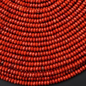 Aaa Faceted Natural Red Jasper 4mm Thin Rondelle Beads Saucer 15" Strand