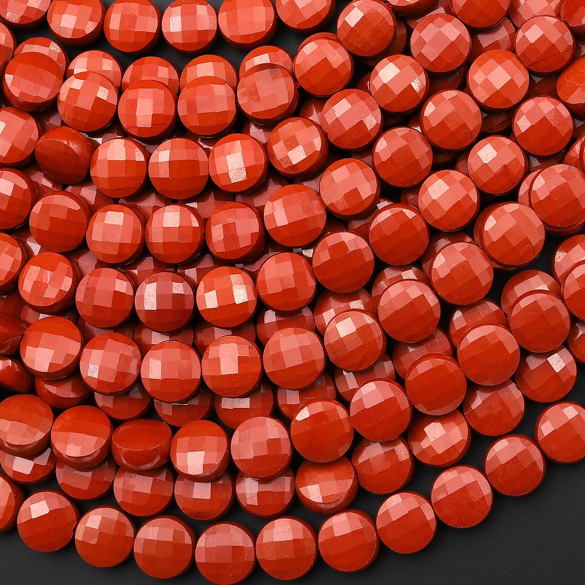 Aaa Faceted Natural Red Jasper 6mm 8mm Coin Gemstone Beads 15.5" Strand Aaa Faceted Natural Red Jasper 6mm 8mm Coin Gemstone Beads 15.5" Strand