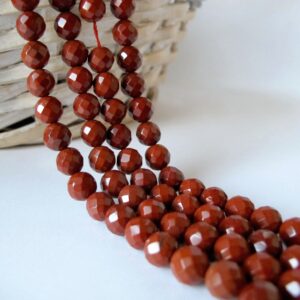 Faceted Red Jasper Beads 8mm: Full Strand DIY Gemstone Beads