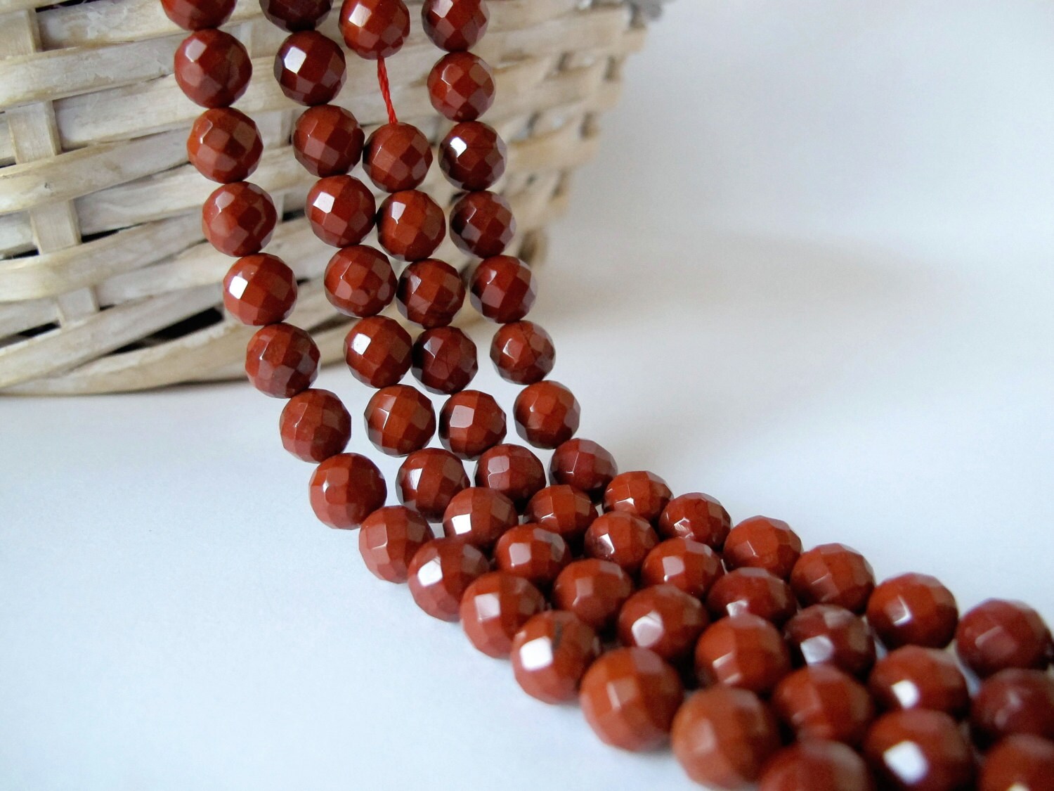 Faceted Red Jasper Beads 8mm: Full Strand Diy Gemstone Beads
