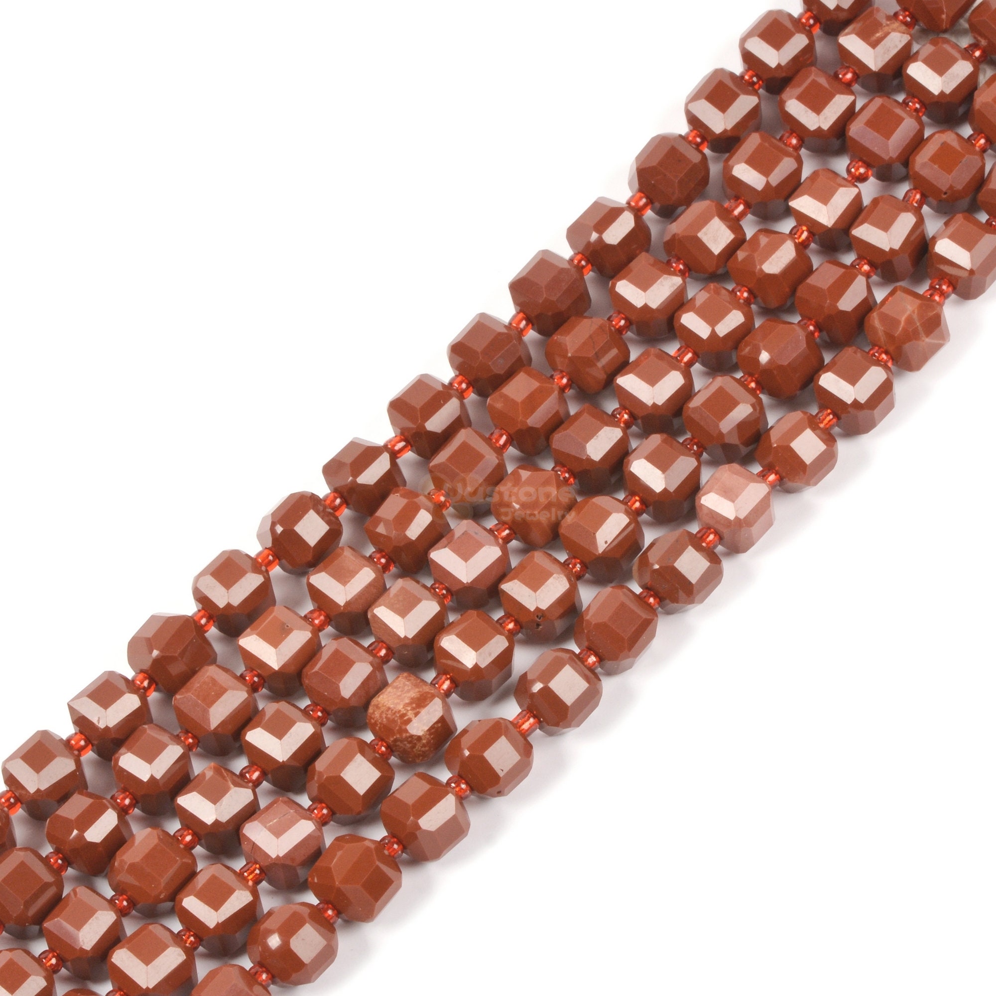Brazilian Red Jasper 8mm Natural Gemstone Faceted Cube Dice Square Beads strand 15.5 Inch Micro Faceted Laser Diamond Cut Beads
