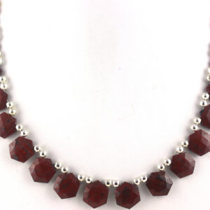 Red Jasper Gemstone Beads: Faceted Hexagon Shape, 10 Inch Strand