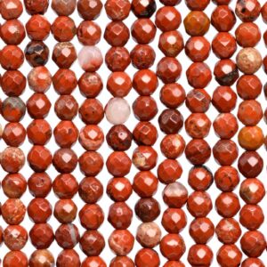 Genuine Natural Red Jasper Loose Beads Faceted Round Shape 4mm
