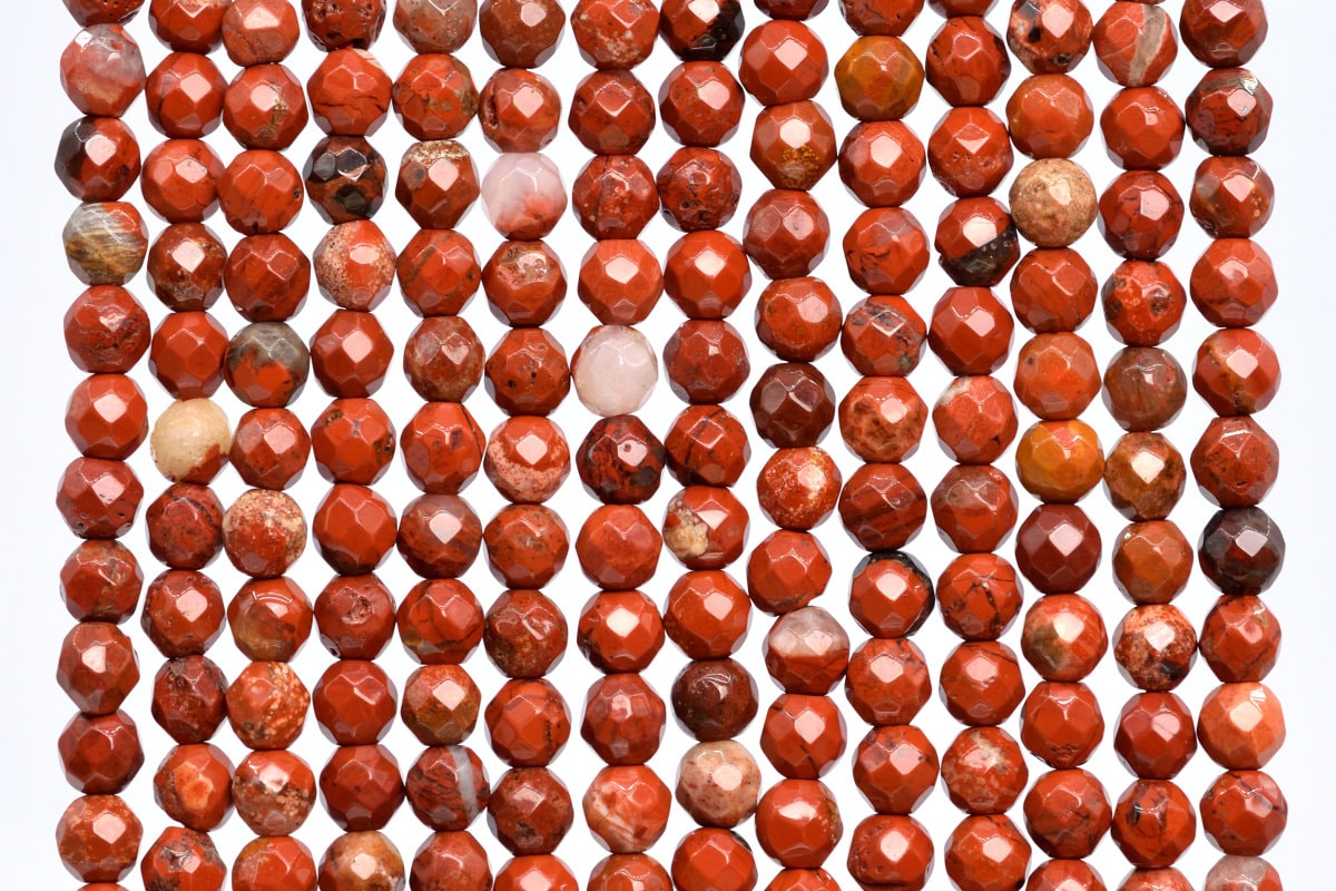 Genuine Natural Red Jasper Loose Beads Faceted Round Shape 4mm