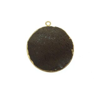 Gold Electroplated Red Jasper Coin Pendant: Faceted Round, 35-40mm