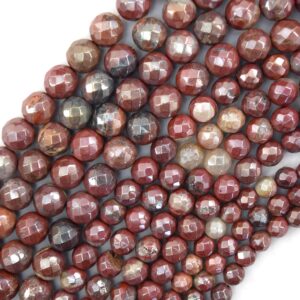 Mystic Titanium Faceted Red Jasper Round Beads 15" Strand 6mm 8mm 10mm