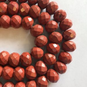 Natural Red Jasper 16x12mm Faceted Rondelle Gemstone Beads -7 inch strand