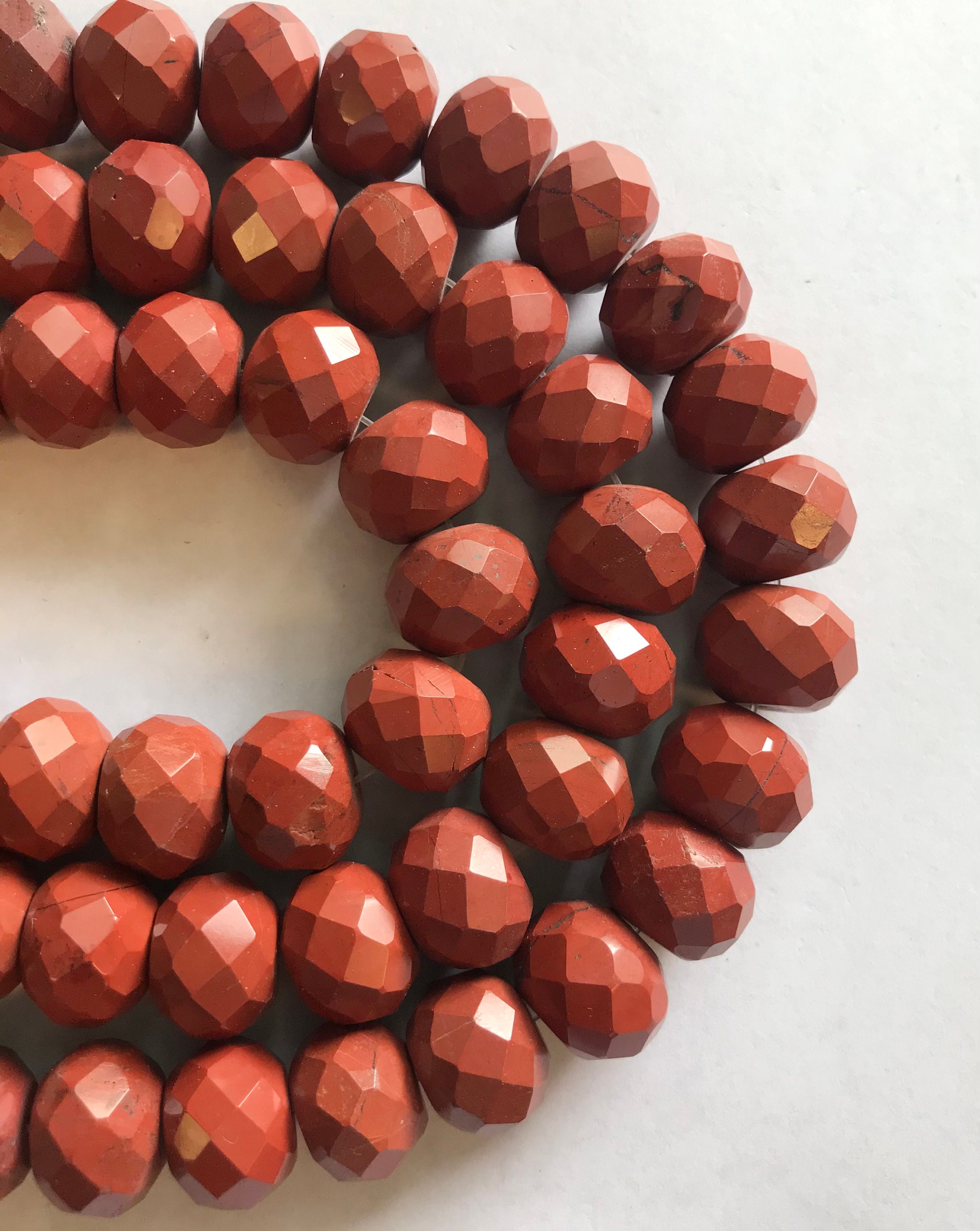 Natural Red Jasper 16x12mm Faceted Rondelle Gemstone Beads -7 Inch Strand