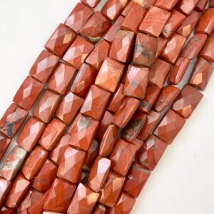 natural red jasper 18x13x6mm faceted rectangle Gemstone Bead -15.5 inch strand
