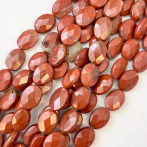 Natural Red Jasper 18x13x6mm Faceted Oval Gemstone beads -- 15.5 inch strand