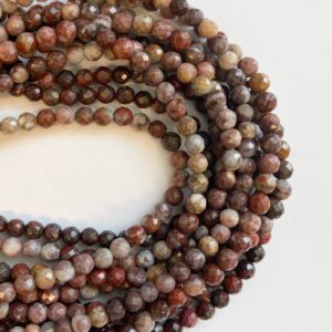 Natural Red Jasper 6mm Faceted Round Gemstone Beads~ -15.5 inch strand