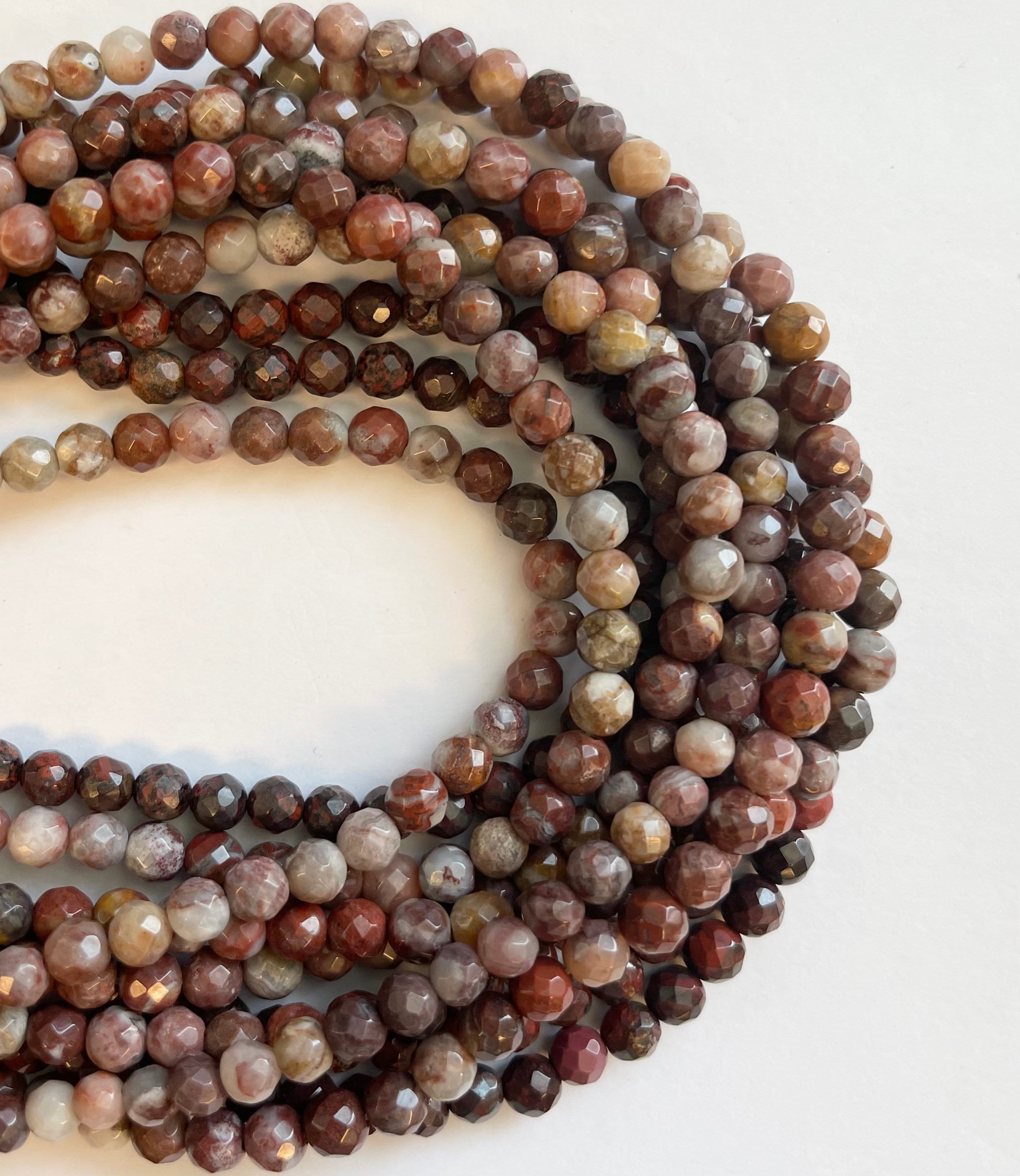 Natural Red Jasper 6mm Faceted Round Gemstone Beads~ -15.5 Inch Strand