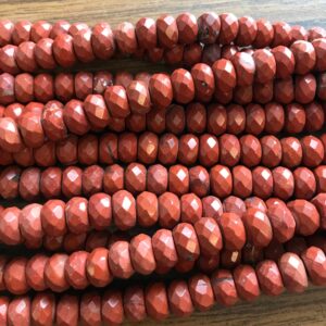 Natural red jasper 8x5mm Faceted Rondelle Gemstone Beads --7.5 inch strand