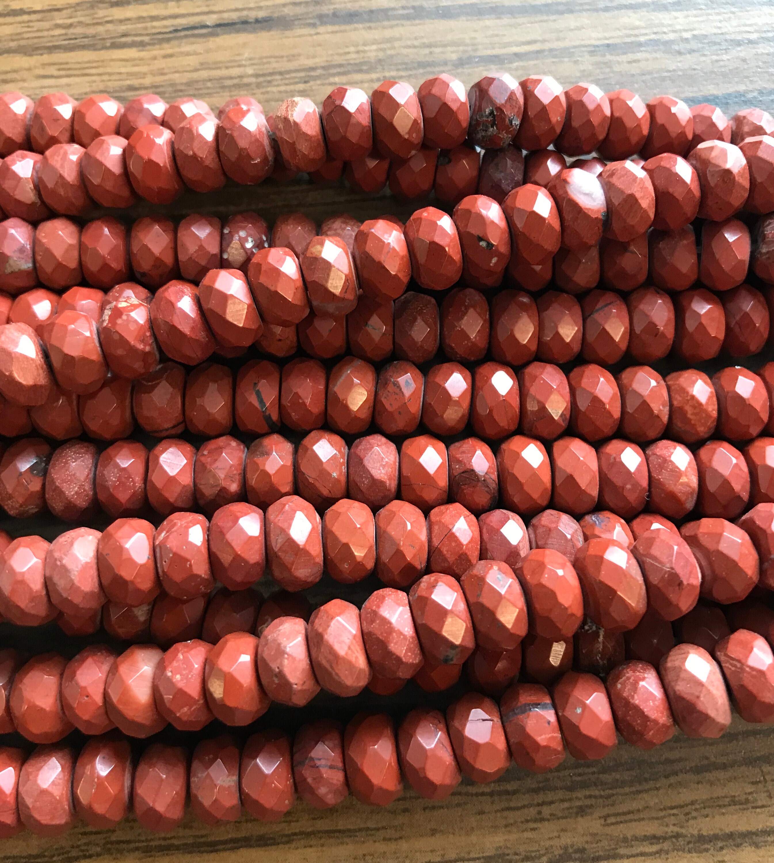 Natural Red Jasper 8x5mm Faceted Rondelle Gemstone Beads --7.5 Inch Strand Natural Red Jasper 8x5mm Faceted Rondelle Gemstone Beads --7.5 Inch Strand