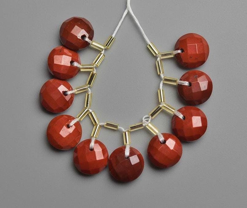 Natural Red Jasper Beads (1mm Hole Front Drilled) 10mm Round Faceted Briolette Calibrated Gemstone Beads For Jewelry Making 6,8,10pcs No4605 Natural Red Jasper Beads (1mm Hole Front Drilled) 10mm Round Faceted Briolette Calibrated Gemstone Beads For Jewelry Making 6,8,10pcs No4605
