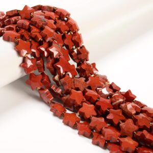 Natural Red Jasper Faceted Five-pointed Star Shape Beads Size 14mm 15.5'' Strand