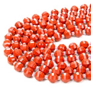 Natural Red Jasper Gemstone Grade AAA Faceted Lantern 8MM 10MM Loose Beads (D41)