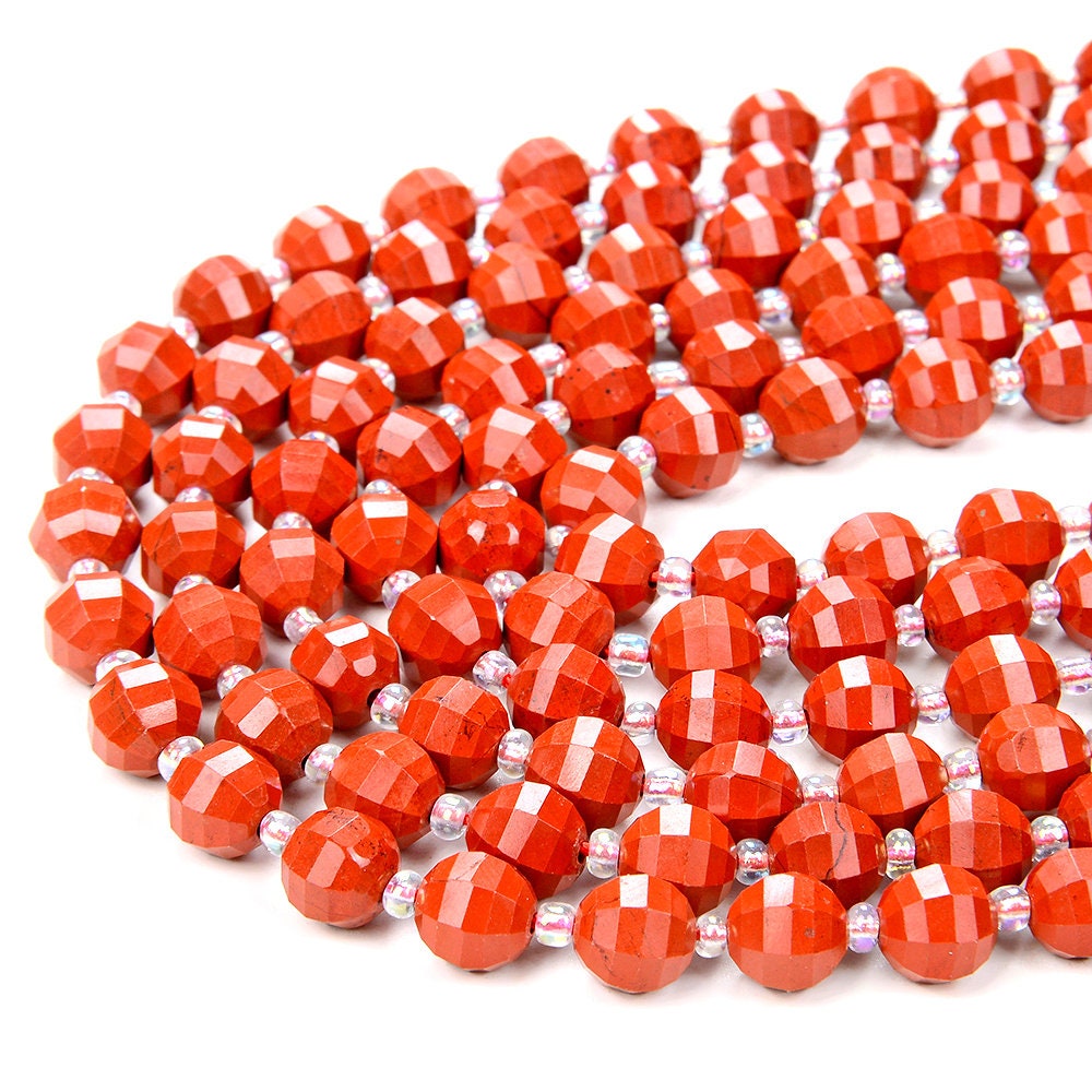 Natural Red Jasper Gemstone Grade Aaa Faceted Lantern 8mm 10mm Loose Beads (d41)