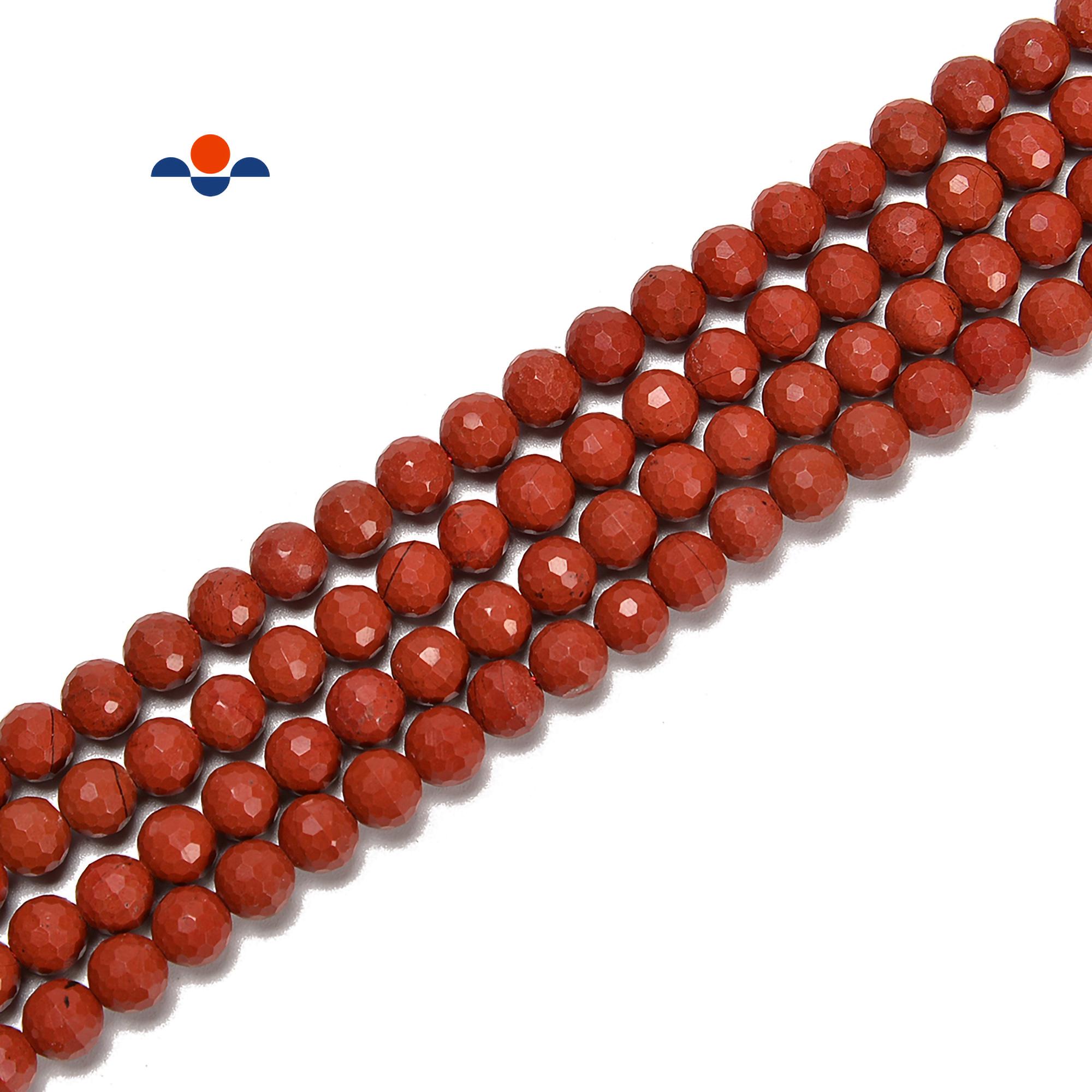 Natural Red Jasper Hard Cut Faceted Round Beads Size 6mm 10mm 15.5'' Strand