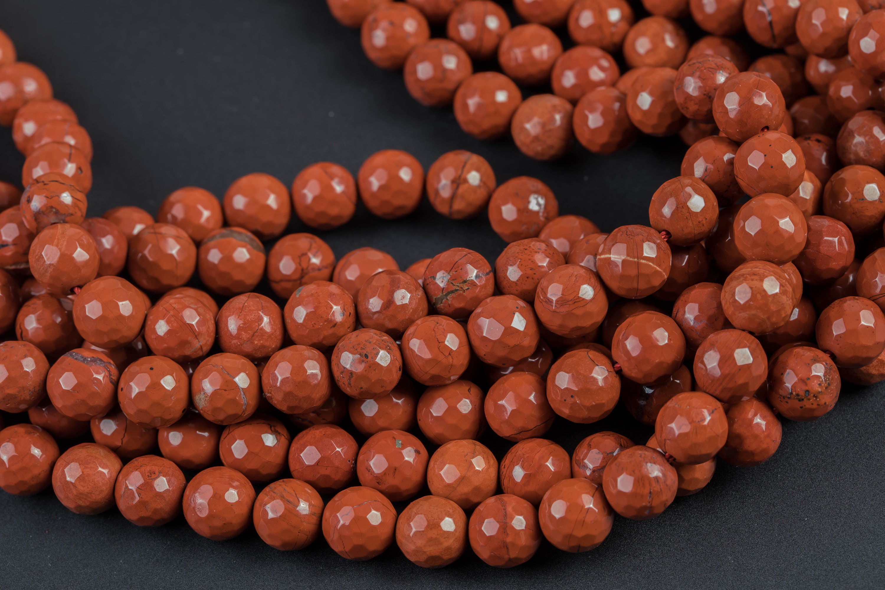 Natural Red Jasper, High Quality In Faceted Round, -full Strand 15.5 Inch Strand, 4mm, 6mm, 8mm, 12mm, Or 14mm Beads Gemstone Beads