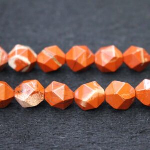 Natural Faceted White Lace Red Jasper Beads, Red Jasper Beads,6mm 8mm 10mm Natural Star Cut Faceted Red Jasper Beads,one Strand 15"