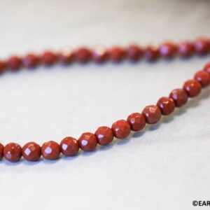 S/ Red Jasper 4mm/ 3mm Faceted Round Beads 15.5" Strand Natural Gemstone For Jewelry Making
