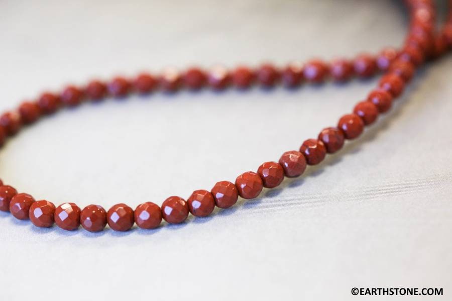 S/ Red Jasper 4mm/ 3mm Faceted Round Beads 15.5" Strand Natural Gemstone For Jewelry Making