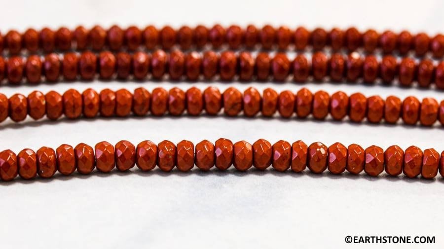 S/ Red Jasper 4mm/ 6mm Faceted Rondelle Beads 15.5" Strand Natural Gemstone For Jewelry Making S/ Red Jasper 4mm/ 6mm Faceted Rondelle Beads 15.5" Strand Natural Gemstone For Jewelry Making