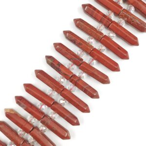 Red Jasper Top Drilled Faceted Point Size 8x32mm 15.5" Strand