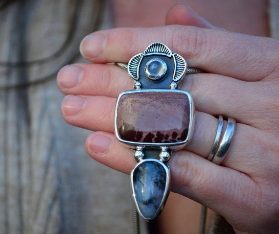 Apache Jasper Necklace, Jasper Statement Necklace, Jasper, Red Jasper, Landscape Jasper, Sterling Silver