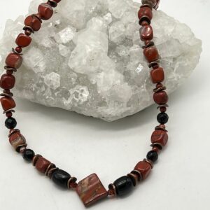 Red Jasper Beaded Necklace-20" Red Jasper Beaded Necklace-20"