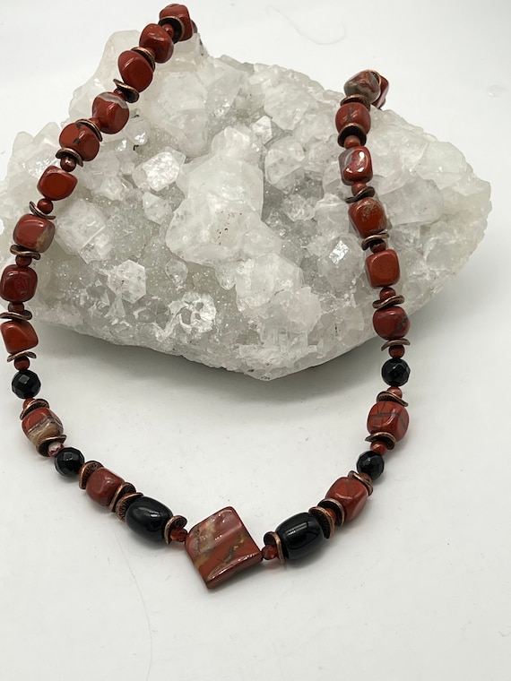Red Jasper Beaded Necklace-20"