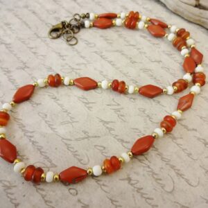 Red Jasper Bone Necklace: Boho Style Unisex Jewelry Red Jasper Bone Necklace: Boho Style Unisex Jewelry