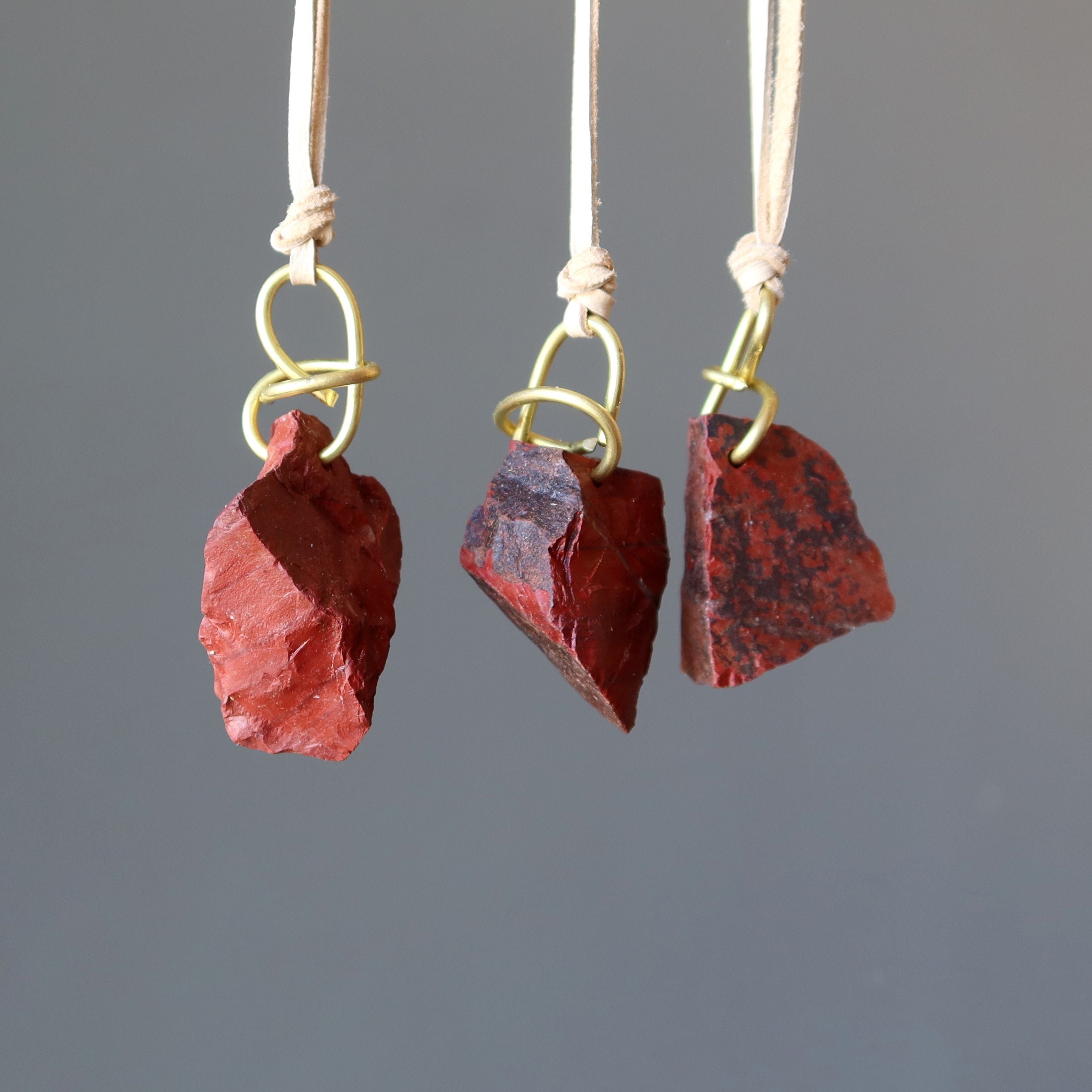 Red Jasper Necklace Caveman Fire Element Stone On Leather Red Jasper Necklace Caveman Fire Element Stone On Leather