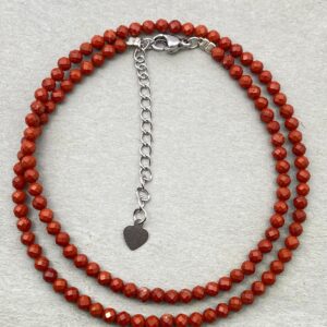 Red Jasper Choker: Faceted Gemstone Bead Necklace, Boho Healing Jewelry