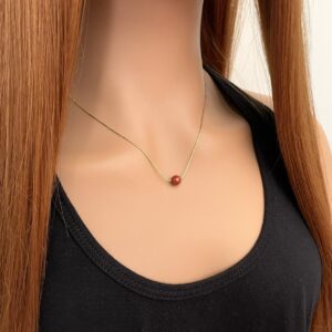 Dainty Red Jasper Gemstone Necklace - Minimalist Jewelry Gift Idea For Her Dainty Red Jasper Gemstone Necklace - Minimalist Jewelry Gift Idea For Her