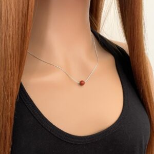 Dainty Red Jasper Sterling Silver Necklace - Handmade Jewelry Dainty Red Jasper Sterling Silver Necklace - Handmade Jewelry