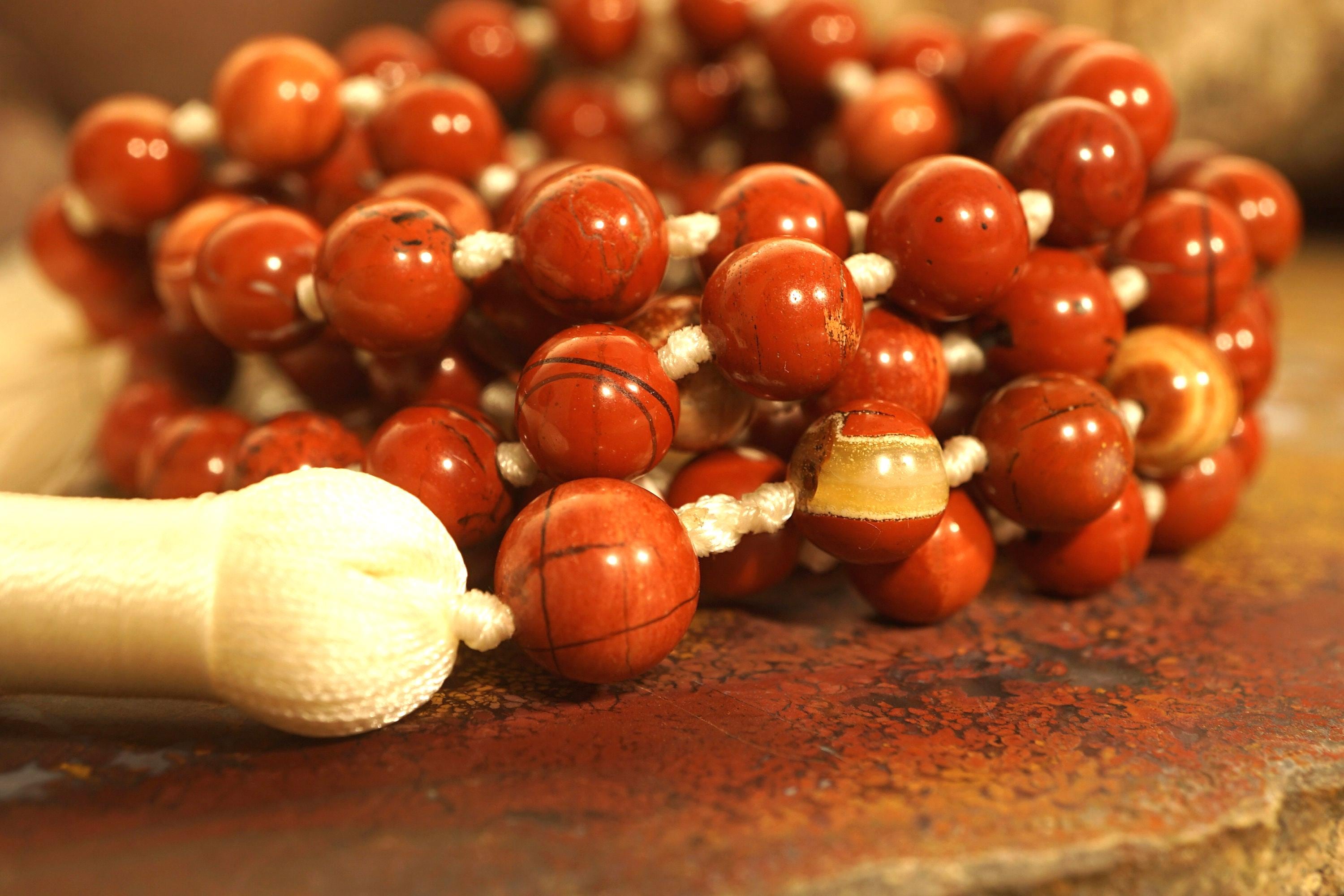 Red Jasper Knotted Mala • 108 + • 8mm • Endurance & Stability Stone • Supreme Nurturer Stone • 0255 Red Jasper Knotted Mala • 108 + • 8mm • Endurance & Stability Stone • Supreme Nurturer Stone • 0255