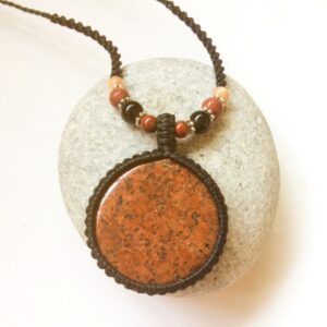 Red Jasper Necklace, Macrame Necklace, Natural Red Jasper, Round Red Jasper, Surf, Beach, Adjustable Beaded Necklace, Natural Red Gemstones